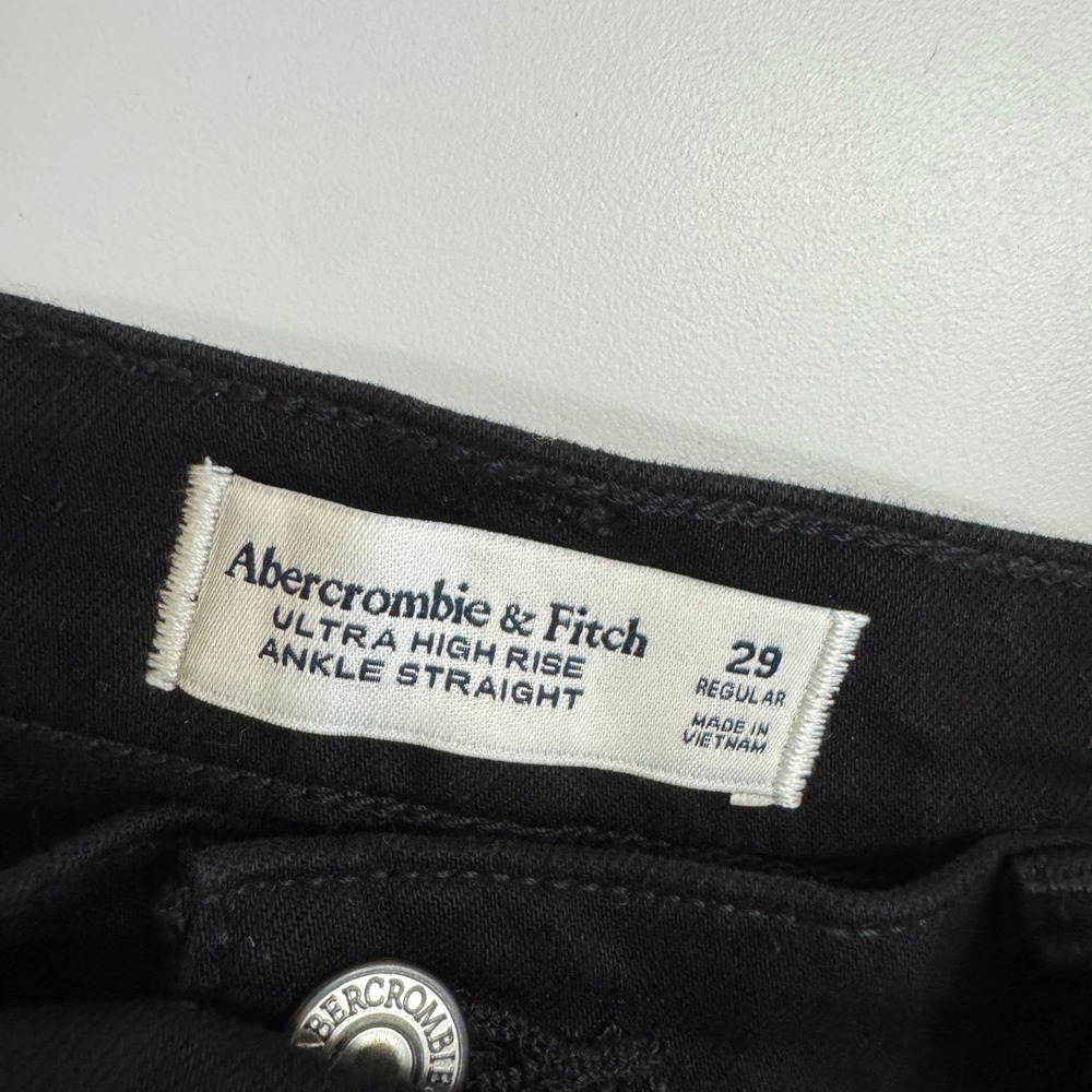 Abercrombie & Fitch Jeans Womens 29 Black Ultra High Rise Ankle Straight Denim - Picture 5 of 9